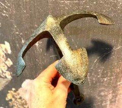 Vintage-Patina Iron Grappling Hook Anchor 4 Tines Trap Anchor Bucket Retriever