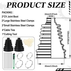 Chumia 2 Pcs Cv Boot Repair Kit, Fits Shaft Size 26-34mm, Include 2 Cv Axle Boot