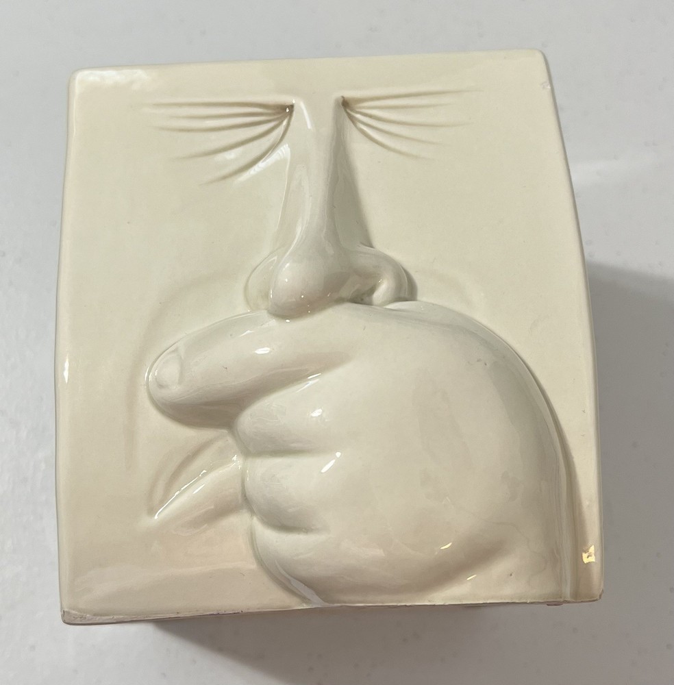 Vintage 1980’s Fitz & Floyd Sneezer’s Sneezing Man Nose Ceramic Tissue Box Cover