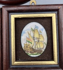 Set Of 6 Pat Collins London Vitreous Enamel On Copper Framed Miniature Pictures