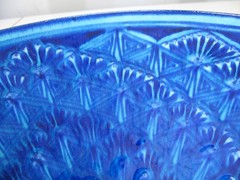 Vintage Damir Usmanov Uzbekista Rishtan Art Pottery Blue Aqua Ceramic 11″ Bowl