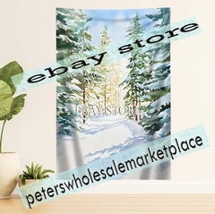 Snowy Forest Tapestry Winter Walk unframed art wall hanging 59X82 in