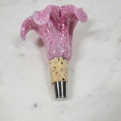 Vtg Murano 3pcs Crystal Flower Cork Stopper Pink Blue Green Hand Blown Art Glass