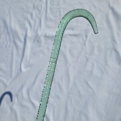 Rare Antique Whimsy Parade Cane Light Blue End Of Day Blown Twisted Glass Rod