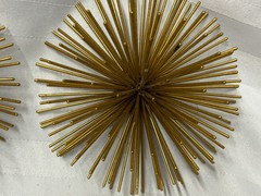 Vintage Starburst Metal Wall Hangings Gold Tone Metal