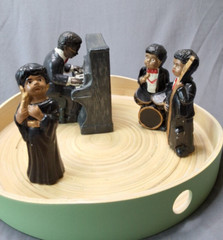 Vintage Jazz Band Ceramic Figurines 4 pc Set Singer Piano Drum Bass 5″ tall