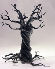 Halloween Haunted House Scream Spooky Dead Tree 3D Red Crystal Eyes LED Lights