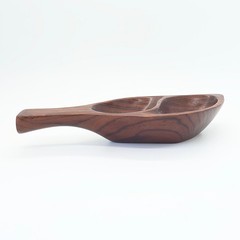 Vtg Granadillo Wood Bowl Trinket Dish Leaf Shape MCM Candy Made in Honduras READ