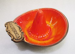 TREASURE CRAFT Orange Lava Glaze Sombrero Hat California Made in USA