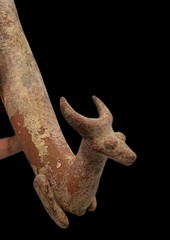 WESTERN ASIATIC TERRACOTTA RHYTON VESSEL.