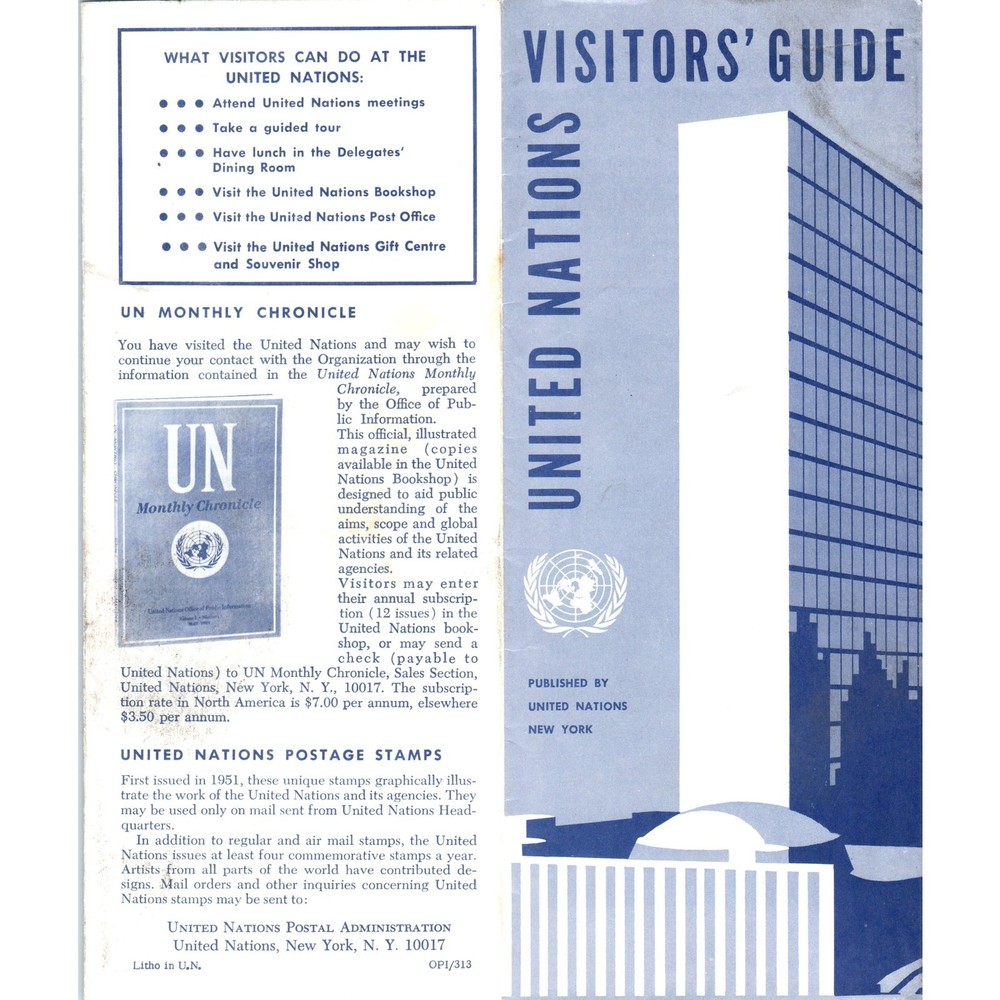 1960s United Nations Visitor’s Guide New York Travel Brochure TF4-BA