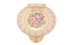 Cambridge Crown Tuscan Pink Peach Milk Glass Venus Stem Shell Boudoir Dish
