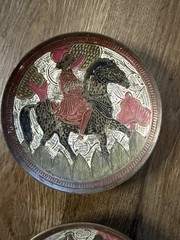 Vintage Rare Two Metal wall hanging with painted Dishes