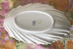 Vtg Lenox Cream Shell Leaf Shaped Bowl Serving Dish Coastal Decor Made in USA
