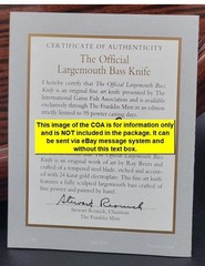 Cool & Very Rare Franklin Mint Largemouth Bass Collector Knife w/ Display AS IS