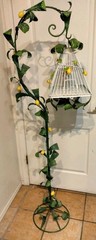 VINTAGE 1960’S ITALIAN TOLEWARE 64″ FREE STANDING NOVELTY DECORATIVE BIRDCAGE