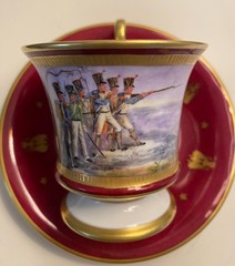 Vintage Le Tallec h/p cup & saucer Napoleon Bonaparte battle Witepsk, Vitebsk