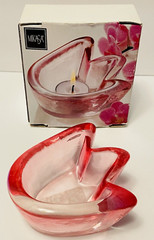 MIKASA Heavy Glass Pink Tulip Flower Votive 4 3/4 inch NEW with box