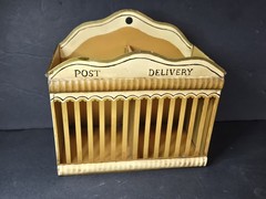 Vintage Tole Painted Metal Letter Holder English Toleware Golfar and Hughes