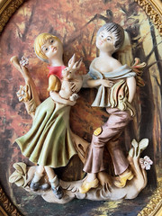 PAIR Vintage ITALIAN Empire 3-D Wall Plaques Rococo Made in Italy Victorian