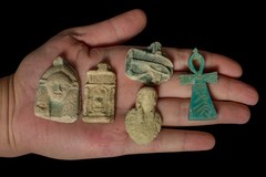 Authentic Ancient Egyptian 10 Amulets Set Eye of Horus Ankh Scarab Artifact BC