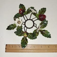 Vtg Italian Tole Strawberry Candleholder Toleware Cottagecore Shabby Chic