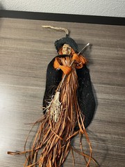 Kitchen Witch Hanging Wood Doll Good Luck Vintage Gothic Horror Halloween Charm