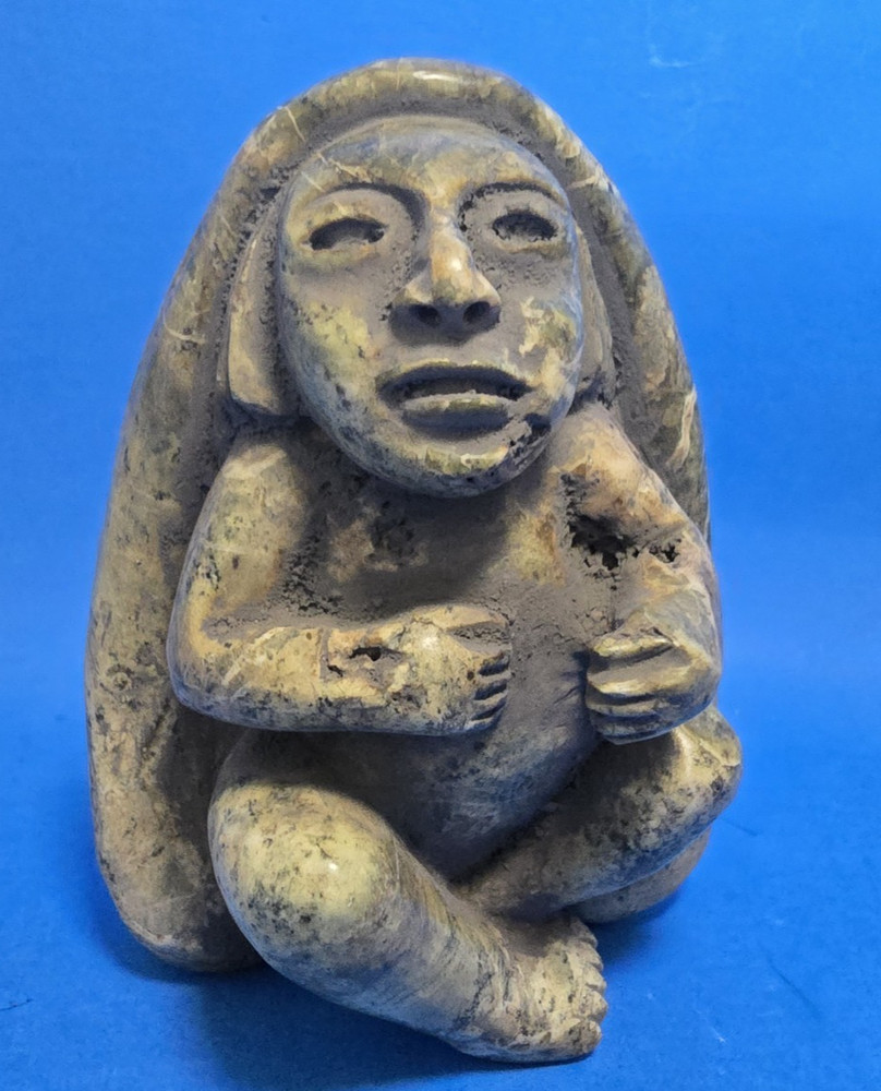 PRE-COLUMBIAN MAYAN STONE DIGNATARY FIGURE