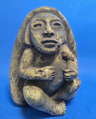 PRE-COLUMBIAN MAYAN STONE DIGNATARY FIGURE