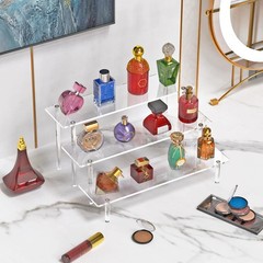 3 Tier Acrylic Display Risers, Large Perfume Organizer Stand, Clear