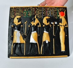 Ancient Egyptian Anubis & Hathor Wall Relief Plaque Made in Egypt