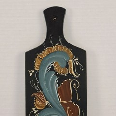 VTG Hand Painted Rosemaling Wood Bread Cutting Board Farmhouse Folk Art 19.5″
