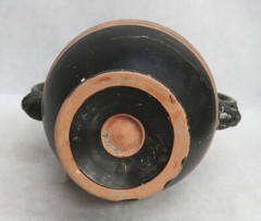 ANCIENT 4th CENTURY BCE GREEK APULIAN NEOLITHIC WARE 5.5″ TWIN HANDLE VASE