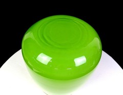 Polish Cased Studio Art Glass Hand Blown Chartreuse Green 6 3/4″ Vase 1970-1979