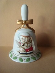 Vintage 1990’s Bisque Porcelain SANTA CHECKING HIS LIST Christmas 6 1/2″ BELL