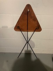 RARE Antique Art Deco 21″ 3-Legged Folding Stool Chair Minimalist Triangle Seat