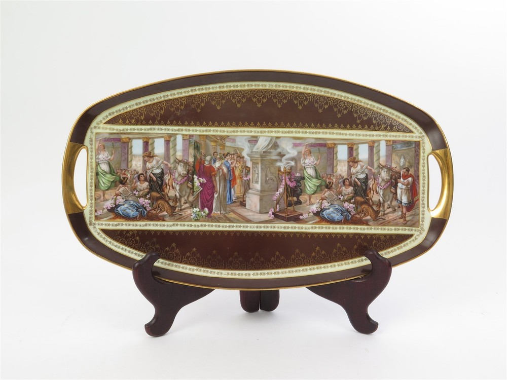 Bohemia Porcelain Czechoslovakia Neo-Classical Celebration Platter 19″ x 11″