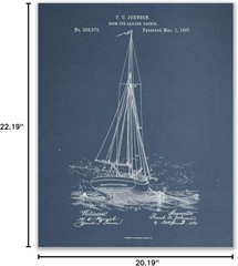 Nautical Wall Decor For Home, Sailboat Wall Art, Set of 6 Vintage Navy Blue P…