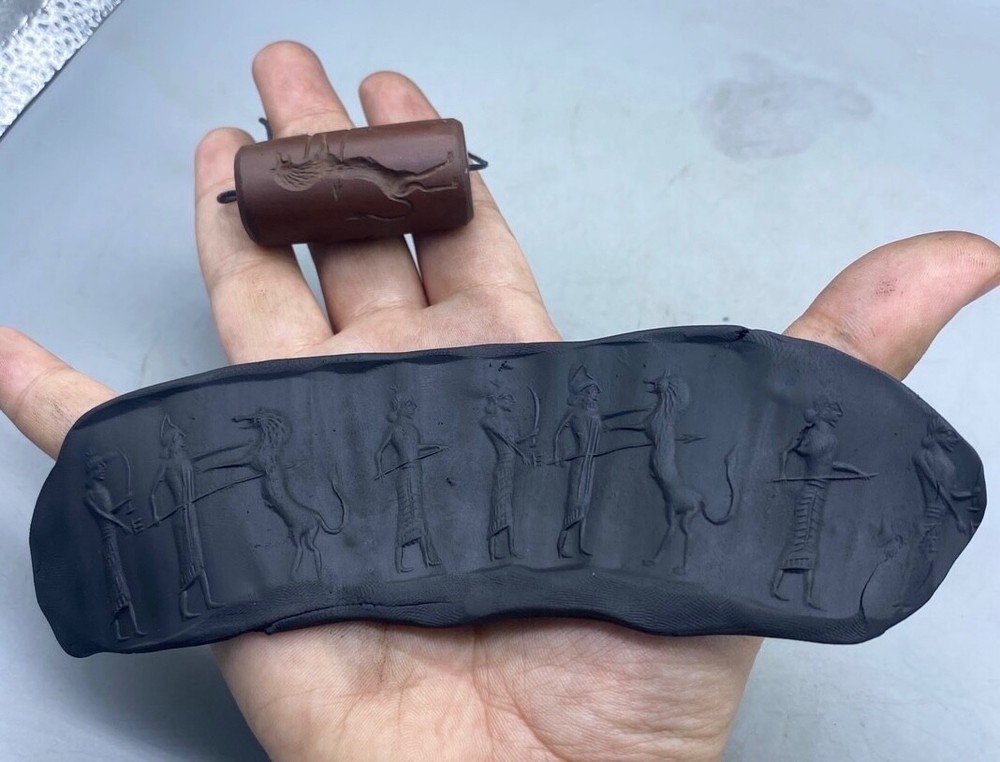 Jasper Stone Ancient Cylinder Seal Stamp Bead Babylon Intaglio Roll Beads