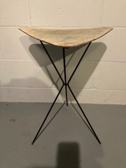 RARE Antique Art Deco 21″ 3-Legged Folding Stool Chair Minimalist Triangle Seat