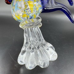 Heavy Art Glass Rooster Chicken Figurine Decor Paperweight Multicolor Glass VTG