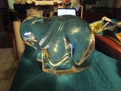 Crystal Elephant Signed 4″ tall x 5″ wide – unknown signature – DEL