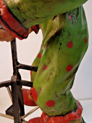 Vintage CLOWN ON BIG WHEEL Bicycle + display stand 16″ tall unbranded