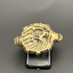 Very Rare Ancient Roman Ring Bronze Engraved Beast Authentic Antique Size 9