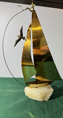 3 Vintage DeMott Brass MCM Metal Sculptures Onyx Base all Signed