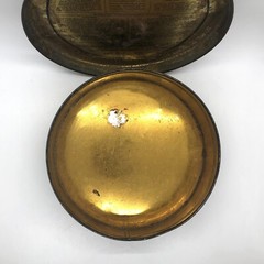 Vintage Art Deco Metal Tin Black & Gold w Flowers Du-All Mop Round Storage 1920s