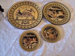 Hand Painted Set Of 4 Greek Mythology, Terracotta Display Plates Greece Origin