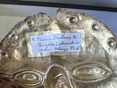 RARE AUTHENTIC PRE-COLUMBIAN GOLD & SILVER HUMAN EFFIGY MASK W/ COA, S. AMERICA