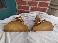 ANTIQUE VINTAGE ITALY FLORENTINE ROCOCO CARVED WOOD GOLD GILT WALL SHELF SET
