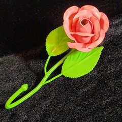 VTG Toleware Metal Pink Matte Rose Wall Hook Made in Italy 5.5″ Length